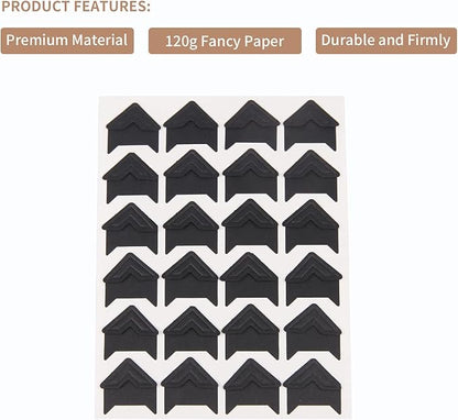 GOONAVI 15 Sheets 360 Pcs Black Acid-Free Photo Corners Mounting Self Adhesive - Image 3