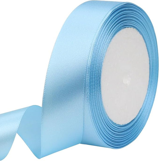 Sky blue Solid Satin Ribbon 1 Inch 25 Yards Solid Polyester Fabric Ribbon by Riunbb