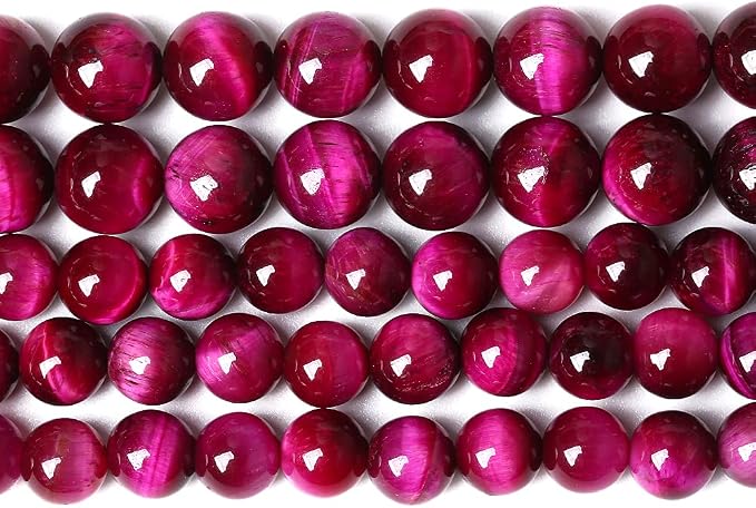 Natural Rose Red Tiger Eye Agate Stone Round Loose Beads by NaturalStoneBeads