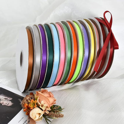 TONIFUL 3/8 in x 100yds Rose Gold Satin Ribbon Thin Solid Fabric Ribbons Roll - Image 6