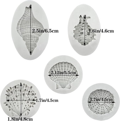 5 Pcs Seashell Silicone Mold Cake Fondant Silicone Mold Seashell Conch Baking - Image 2