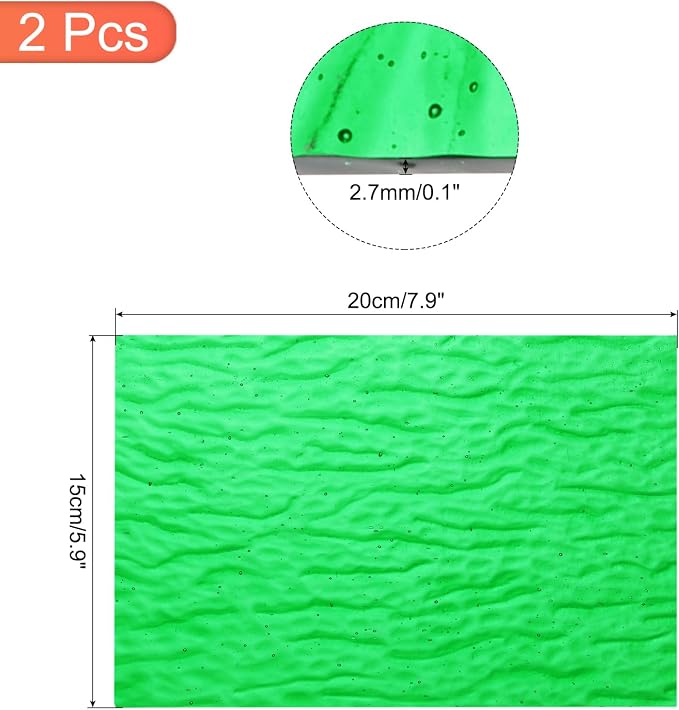 MECCANIXITY 2 Pcs Stained Glass Sheet Mosaic Tile 7.9 Inch x 5.9 Inch Emerald - Image 2