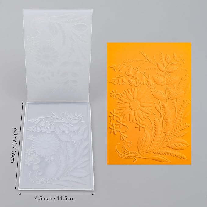 BAOFALI 3D Embossing Folders Sunflowers Leaves Textured - Image 3