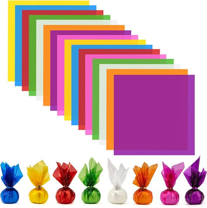 208 PCS Colored Cellophane Wrap Paper Treat Candy Small Gifts Wrapping Baskets by Unknown