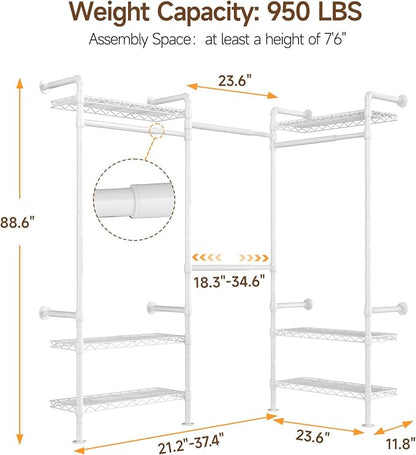 L3 Industrial Pipe Closet Organizer System, Wall Mounted Clothes Rack Clothing - Image 2