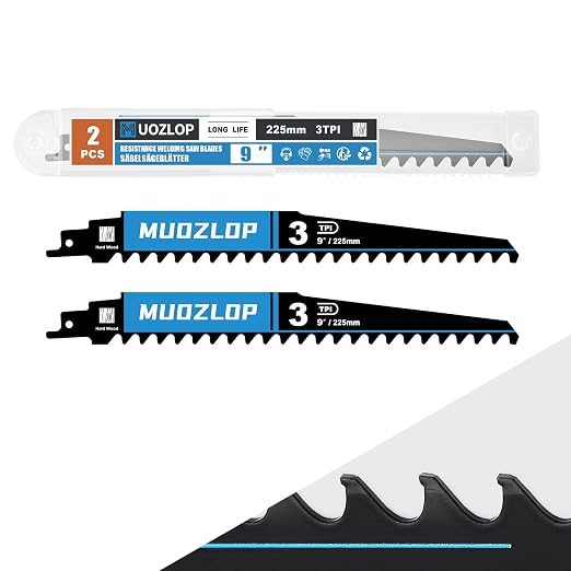 2 Pack 9 inch Reciprocating Saw Blades Set，3 TPIHigh Carbon Saw Blades by Unknown