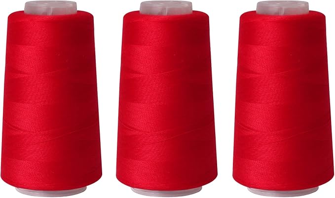 Sewing Thread Cone Set, 3 Pack Serger Thread, 3000 Yards Each, All Purpose by Unknown