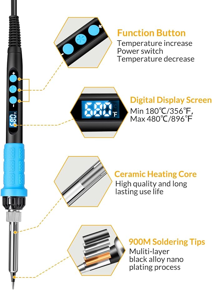 Soldering Iron Kit, 100W High Power Soldering Iron, Fast Heating, Digital - Image 2