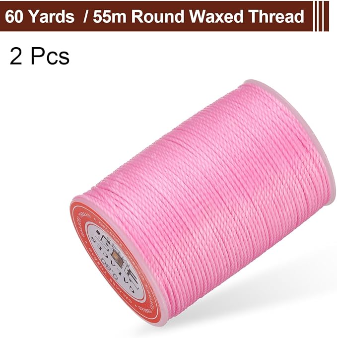 uxcell Round Leather Sewing Waxed Thread, 55m / 60 Yards Polyester Wax String - Image 3