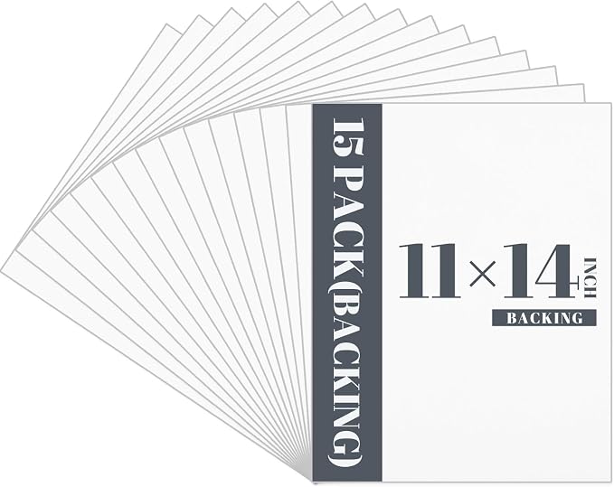 Prudiut 15 Pack 11x14 Backing Boards Only, Uncut White Mat Board Acid Free Mat by Prudiut