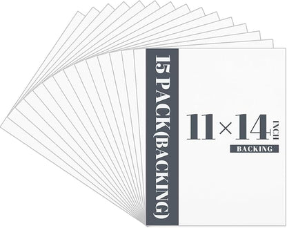 Prudiut 15 Pack 11x14 Backing Boards Only, Uncut White Mat Board Acid Free Mat by Prudiut