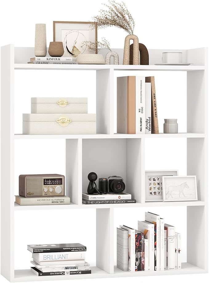 Giantex 7 Cube Bookshelf, Free-Standing Wooden Bookcase, 4 Tier Home Display by Giantex
