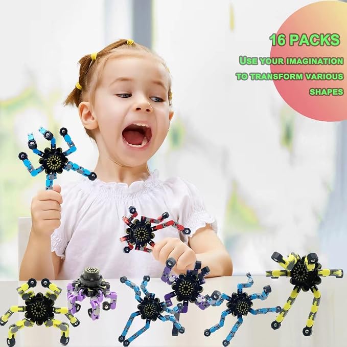 16Pc Fingertip Gyro Fingertip Mechanical Top DIY Deformation Robot Metal - Image 4