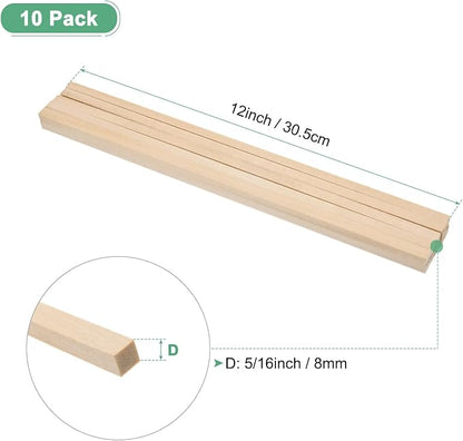 10-Pack Wood Square Dowel Rods, 5/16 x 12 Inch Unfinished Wooden Square Dowel - Image 3