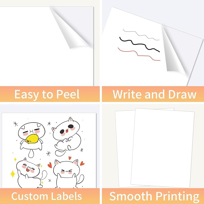 White Printable Sticker Paper, 20 Sheets Printable Sticker Paper, Laser/Inkjet - Image 5