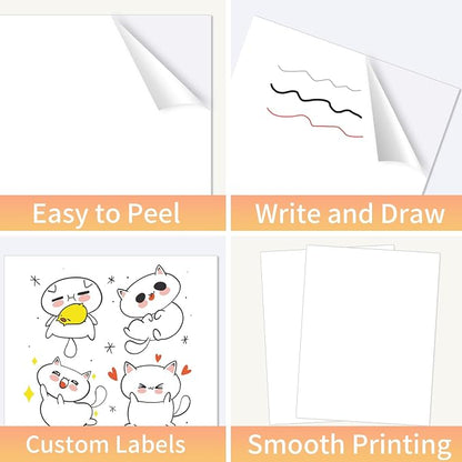 White Printable Sticker Paper, 20 Sheets Printable Sticker Paper, Laser/Inkjet - Image 5