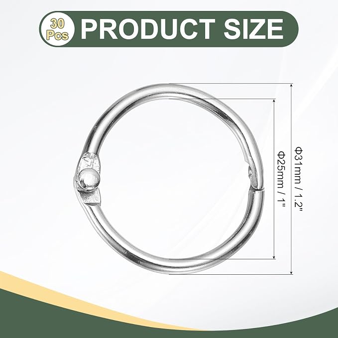 PATIKIL 1" x 1.22" Loose Leaf Binder Rings - Image 2