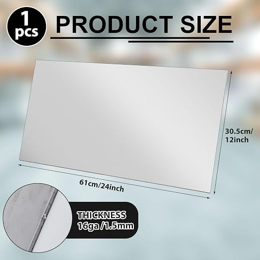 1 Pcs 16 Gauge Metal Sheet 24 x 12 Inch Cold Rolled Mild Carbon Steel Plate - Image 2