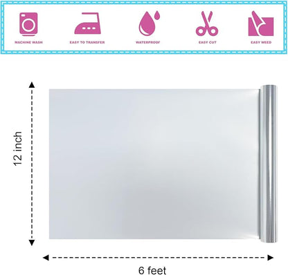 Metallic Silver Foil Heat Transfer Vinyl 12Inch*6Ft Bundle Chrome HTV Pack in - Image 2