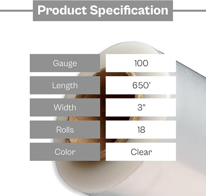 PSBM Mini Stretch Wrap with Handle, 18 Pack, 3 Inch x 650 Feet, 100 Gauge - Image 4