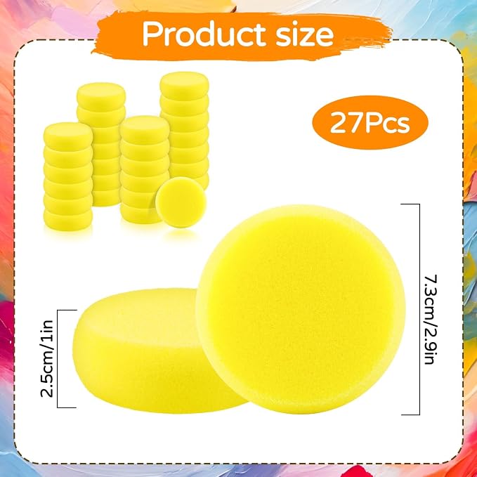 27 Pack Round Painting Sponge, 2.9 Inch Pottery Sponges, Clay Sponge - Image 2