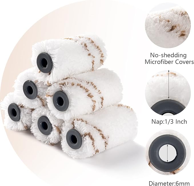 Mister Rui Paint Roller Kit, 25 Pack, 2 Inch Microfiber Paint Rollers 10 mm Nap - Image 3