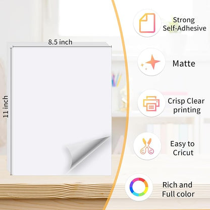White Printable Sticker Paper, 20 Sheets Printable Sticker Paper, Laser/Inkjet - Image 2
