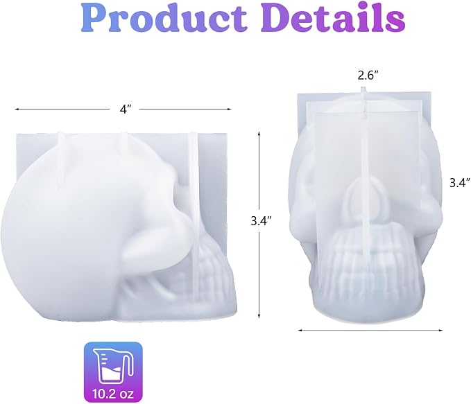 LET'S RESIN Silicone 3D Large Skull Shape Molds, Skeleton Skull Epoxy Resin Mold - Image 2