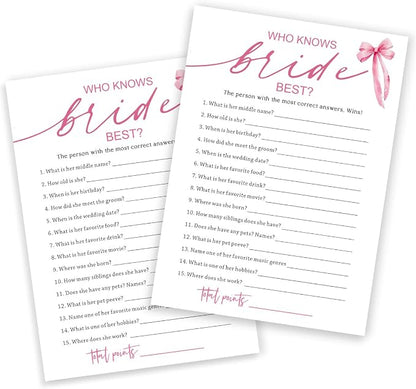 Wedding Shower Games Cards, Who Knows The Bride Best, Bridal Shower Games 25 by Wybgno
