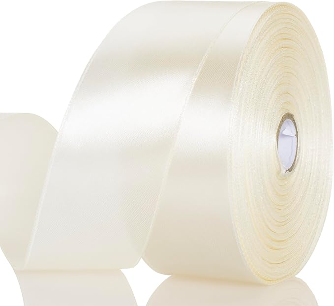 1 1/2 Inch Ivory Solid Satin Ribbon, 50 Yards Craft Fabric Ribbon by YASEO