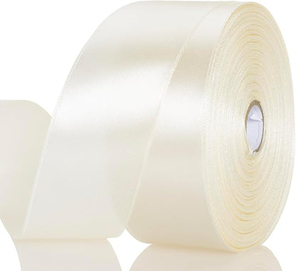 1 1/2 Inch Ivory Solid Satin Ribbon, 50 Yards Craft Fabric Ribbon by YASEO