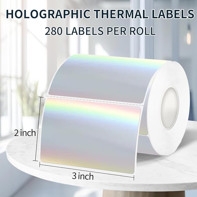 2" x 3" Holographic Thermal Label Stickers, Printable Rainbow Glitter Thermal - Image 2