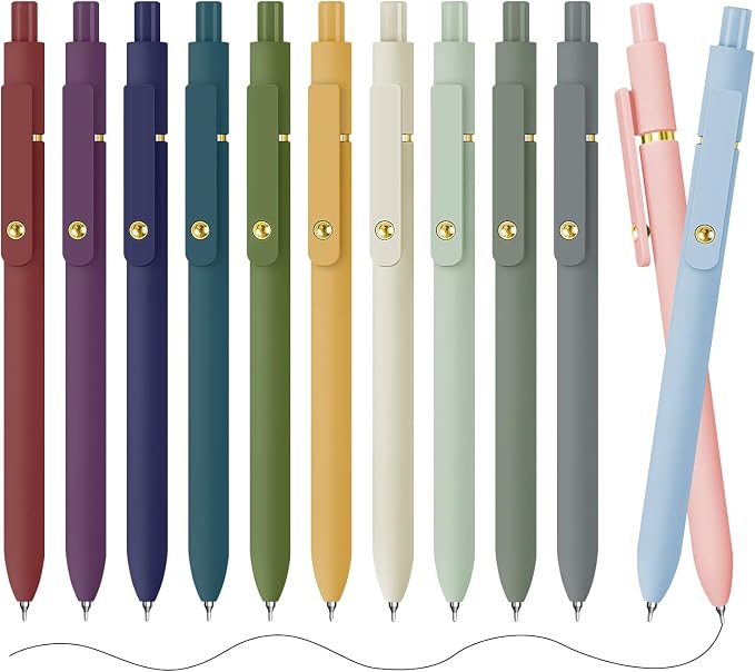 Gel Pens, 12 Pack Gold Retro and Gold Morandi 0.5mm Black Ink Pens Fine Point by UIXJODO