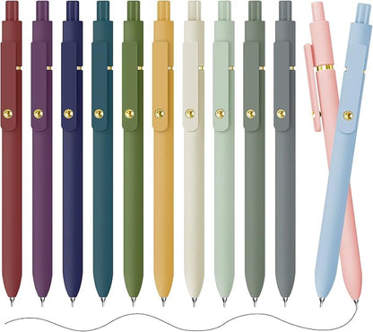 Gel Pens, 12 Pack Gold Retro and Gold Morandi 0.5mm Black Ink Pens Fine Point by UIXJODO