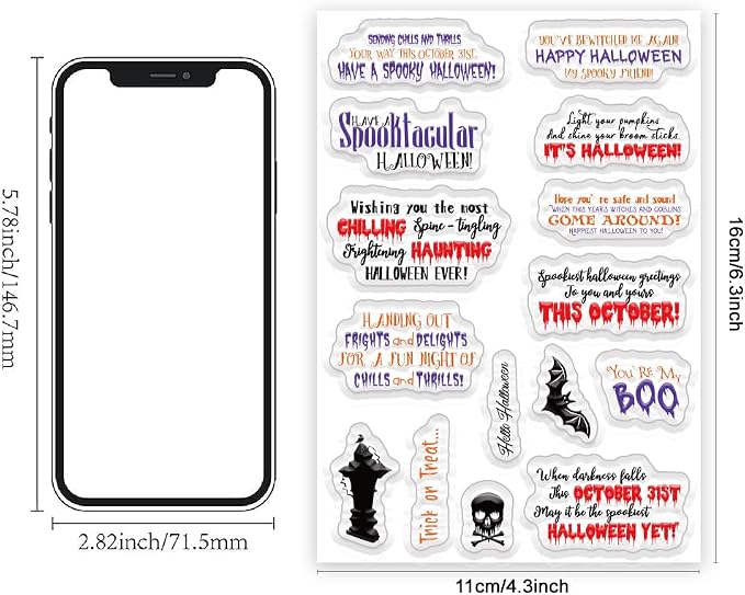 Halloween Words Clear Stamps for Card Making anding Halloween Alphabet Skulls - Image 2