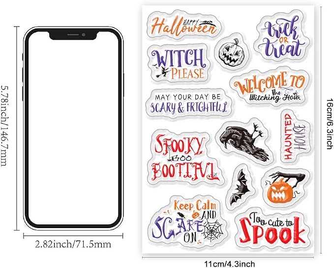 Halloween Words Clear Stamps for Card DIY Happy Halloween Alphabet Crow Bat - Image 2
