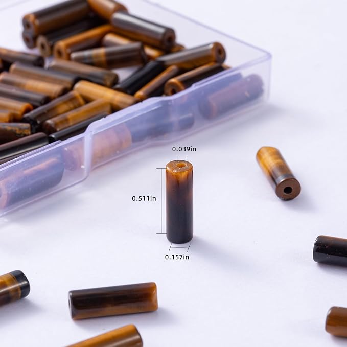 Natural Yellow Tiger Eye Cylinder Tube Beads 4x13mm 38cm/str Loose Semi - Image 3