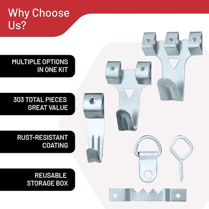 303-Piece Picture Hanging Assortment, Heavy Duty Hooks, and Metal Wall Hooks - Image 5