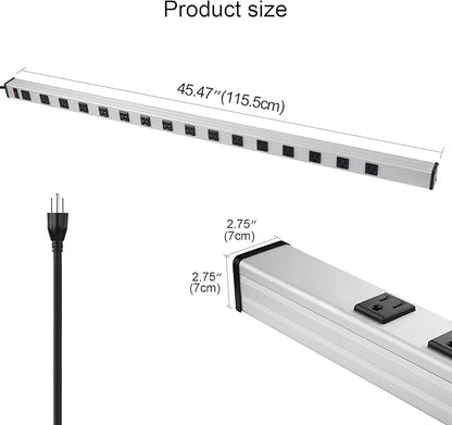 16 Outlet Plugs Heavy Duty Metal Power Strip, Aluminum Workshop Socket - Image 2