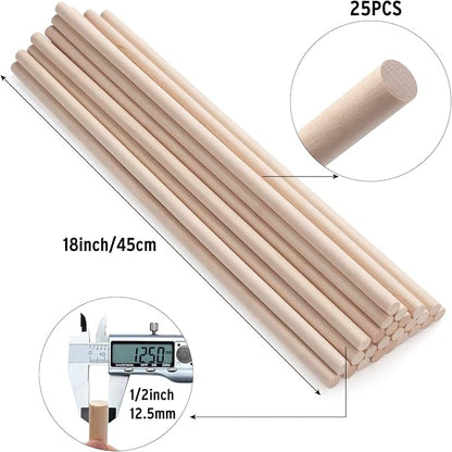 Wood Dowels Wooden Dowel Rods for Crafts, Unfinished Hardwood Sticks for Arts - Image 2