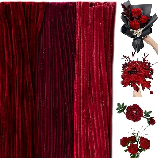 300 Pieces Pipe Cleaners Chenille Stem, 3 Burgundy Red Color Pipe Cleaners Set by RSACCSKY