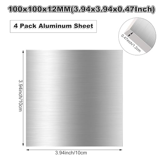 4PCS 4 x 4 x 1/2 Inch Aluminum Plate Aluminum Metal Sheet 6061 Aluminum Metal - Image 2