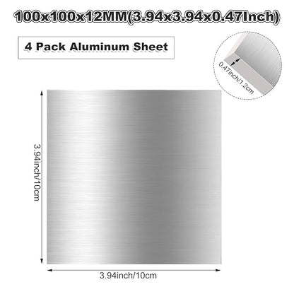 4PCS 4 x 4 x 1/2 Inch Aluminum Plate Aluminum Metal Sheet 6061 Aluminum Metal - Image 2