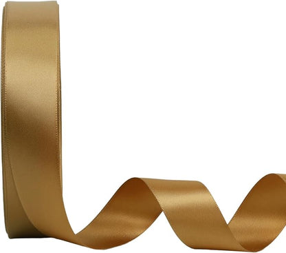 LaRibbons 1 Inch 50 Yard Double Faced Satin Ribbon, Pale Gold Satin Craft by LaRibbons