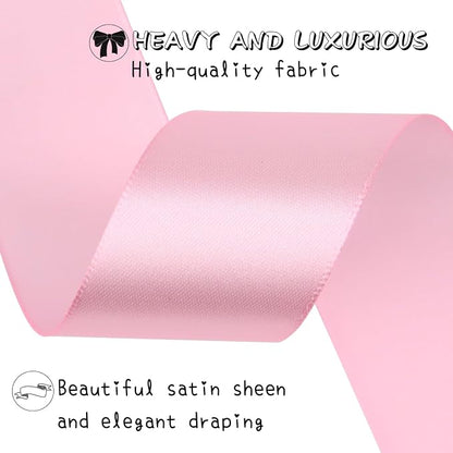 Pink Solid Satin Ribbon 1-1/2 Inch 25 Yards Solid Polyester Fabric Ribbon - Image 4