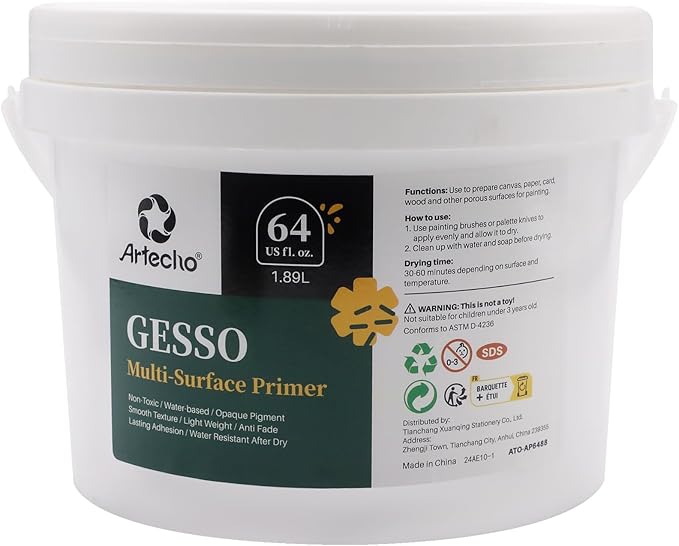 Artecho White Gesso 64oz / 1.89L, Gesso Primer by Artecho