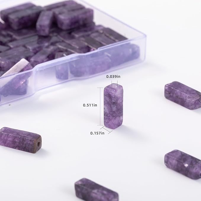 Natural Amethyst Rectangle Tube Beads 4x13mm 38cm/str Loose Semi Gemstone Stone - Image 3