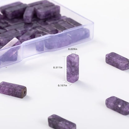 Natural Amethyst Rectangle Tube Beads 4x13mm 38cm/str Loose Semi Gemstone Stone - Image 3