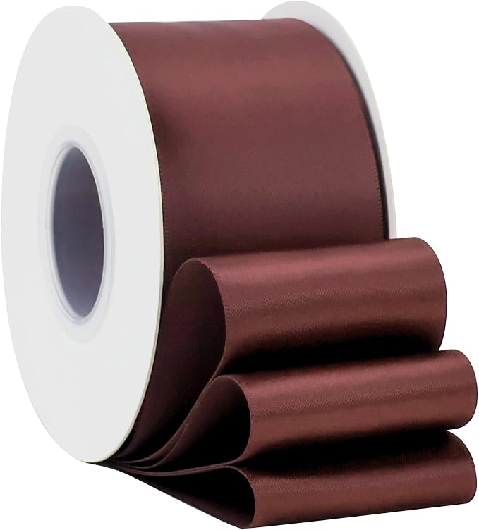 HUIHUANG Burgundy Ribbon 2 inch Double Side Burgundy Satin Fabric Ribbon - Image 6