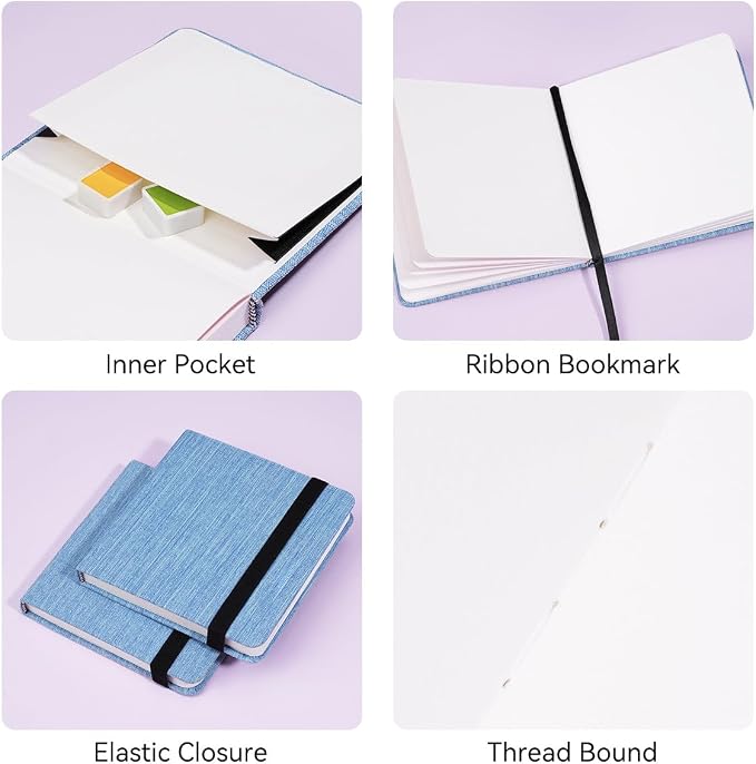 Lightwish Square Watercolor Journal, 100% Cotton, 300gsm/140lb, 24 Sheets Cold - Image 5